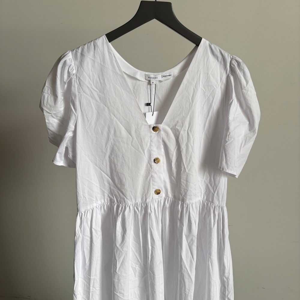 $475 NWT White Rhode Cotton “Nisha” Midi Dress Sz Medium - Picture 7 of 15